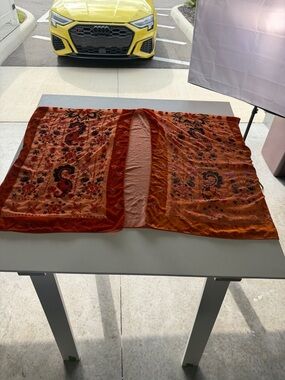 Urban Outfitters Burnt Orange Velvet Embroidered Kimono Robe